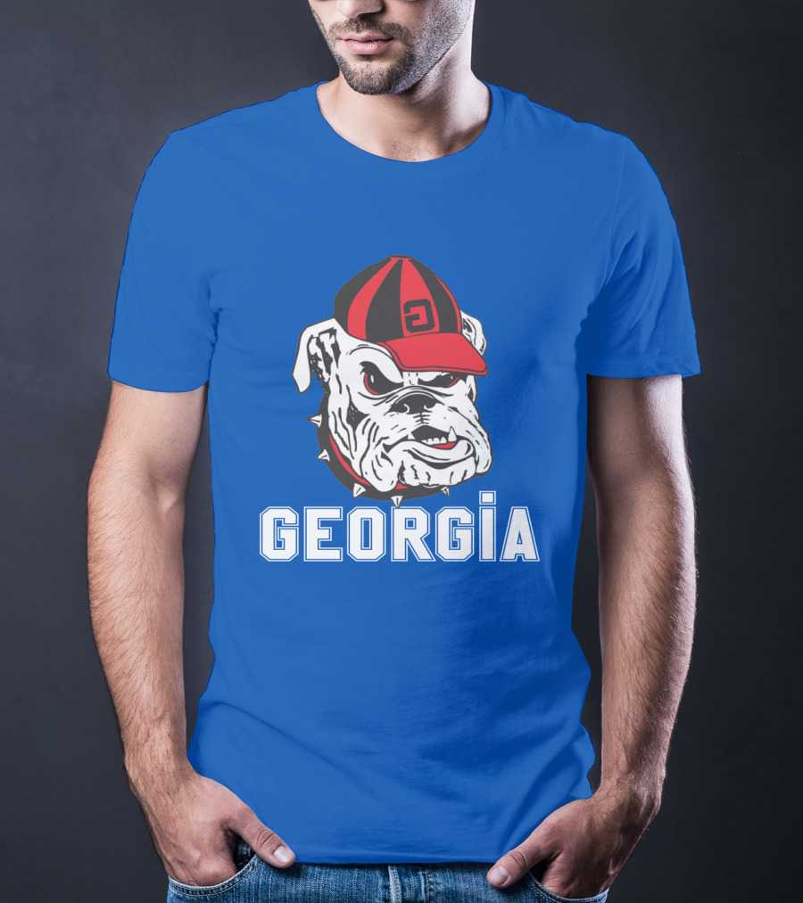 Georgia Bulldogs Vintage Red And Black Cap Bulldog T-Shirt