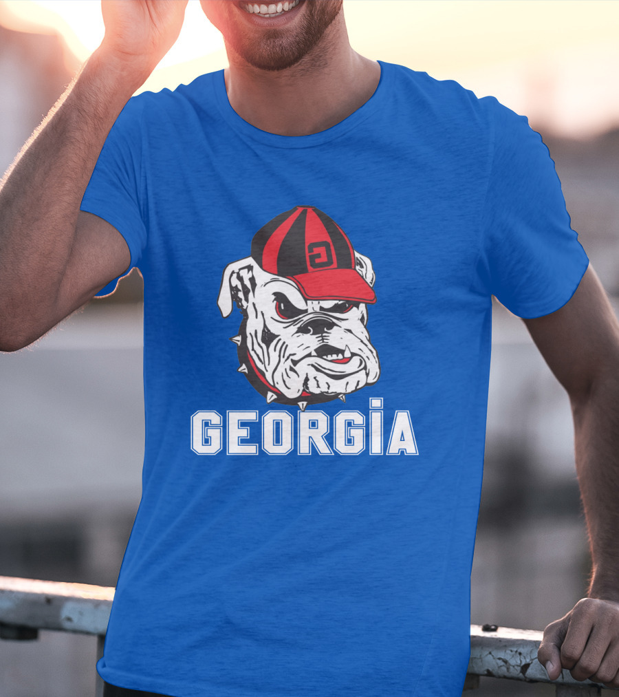 Georgia Bulldogs Vintage Red And Black Cap Bulldog T-Shirt