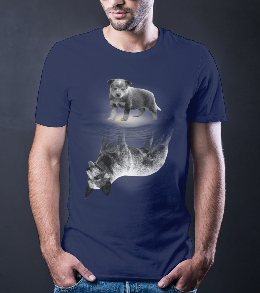Retro Reflections: Vintage Australian Cattle Dog And Scenic Sunset T-Shirt