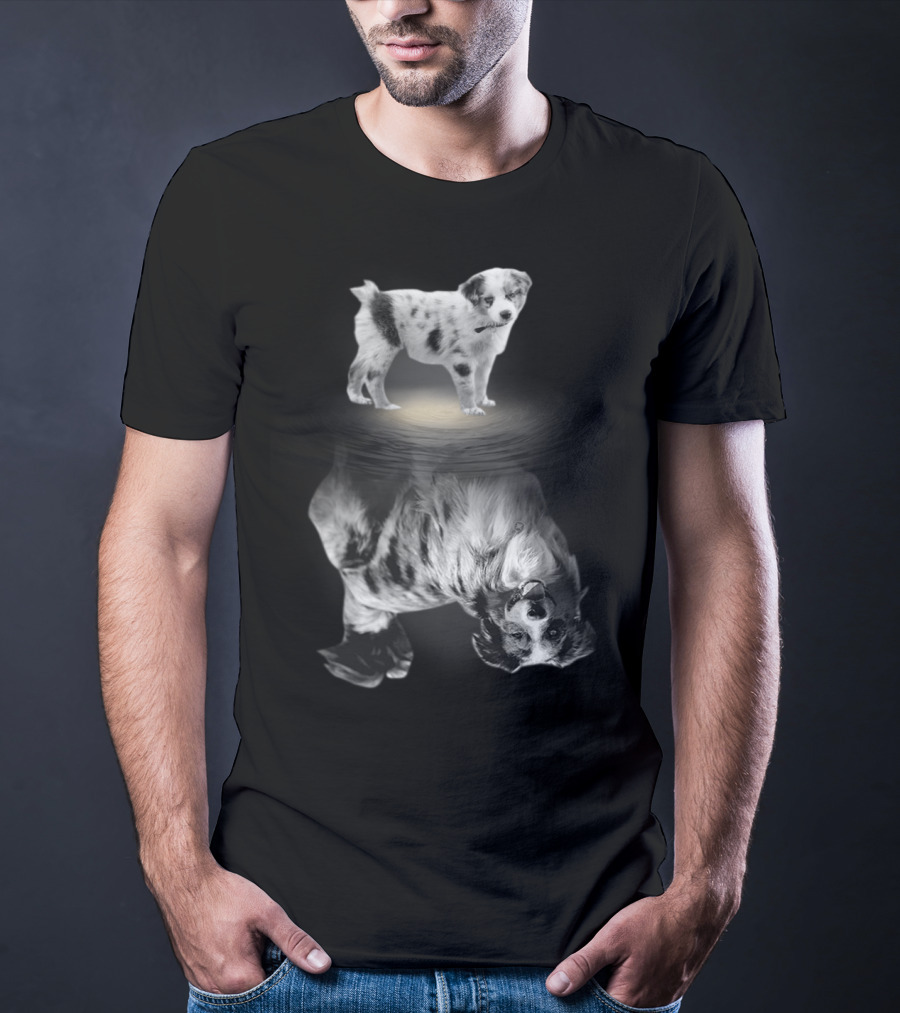 Australian Shepherd Puppy And Adult Reflection For Dog Lovers Women Men Kids T-Shirt
