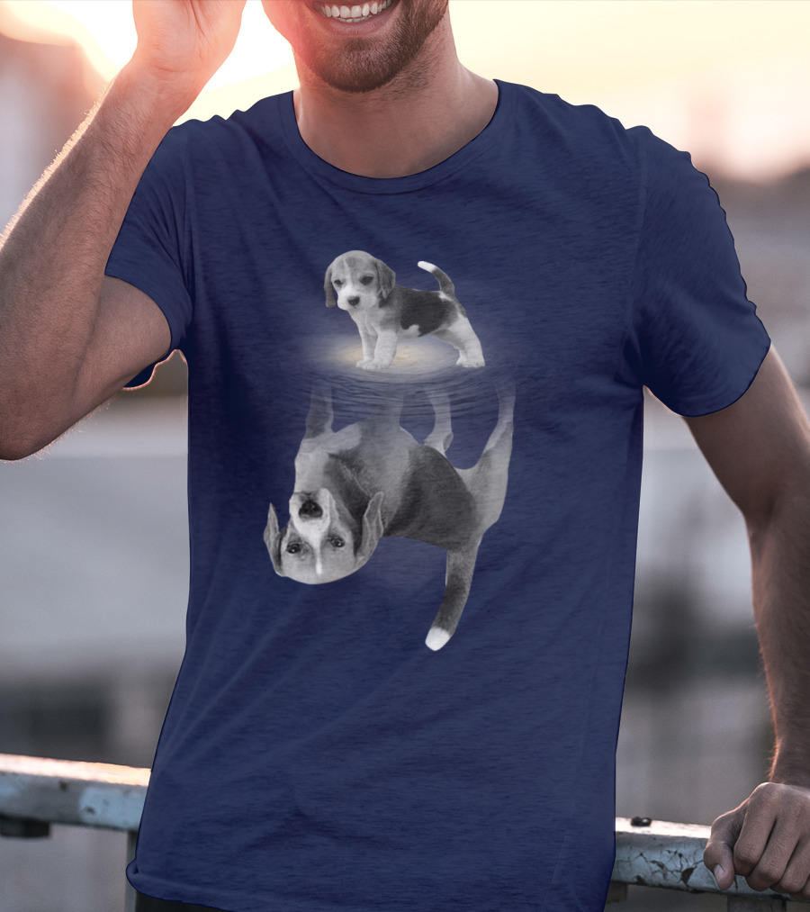 The Beagles Dog Humor Reflection Illusion For Funny Beagle Lovers T-Shirt