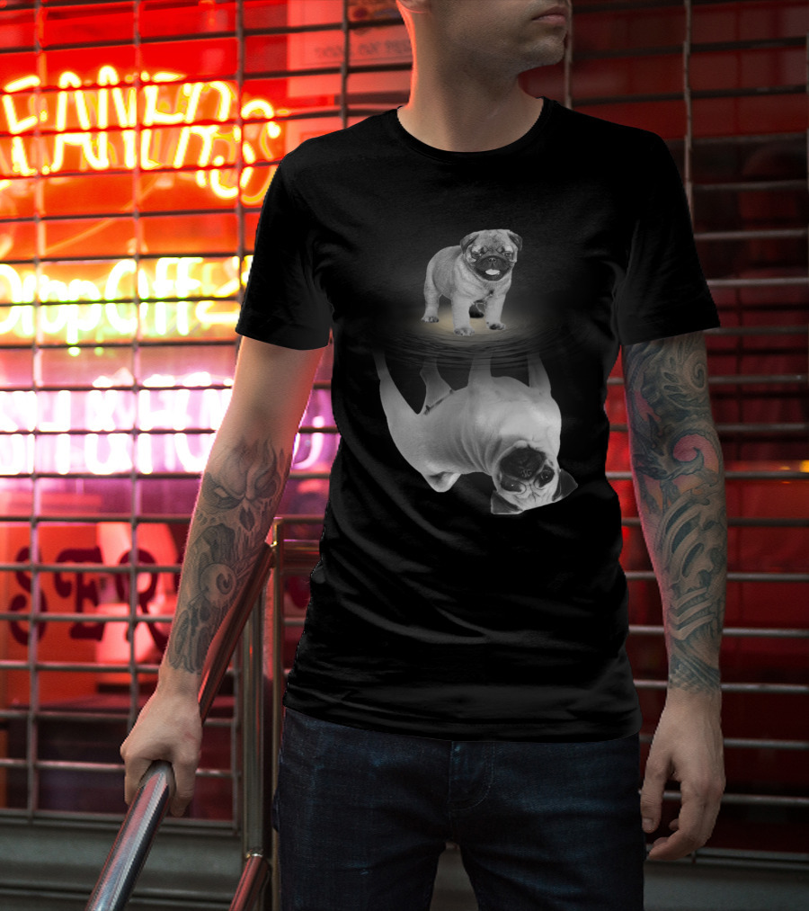 Puggy Potter Magic Wizard Pug Reflection With Funny Pug T-Shirt