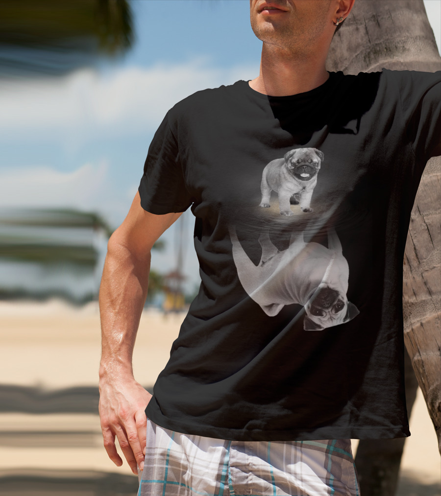 Puggy Potter Magic Wizard Pug Reflection With Funny Pug T-Shirt