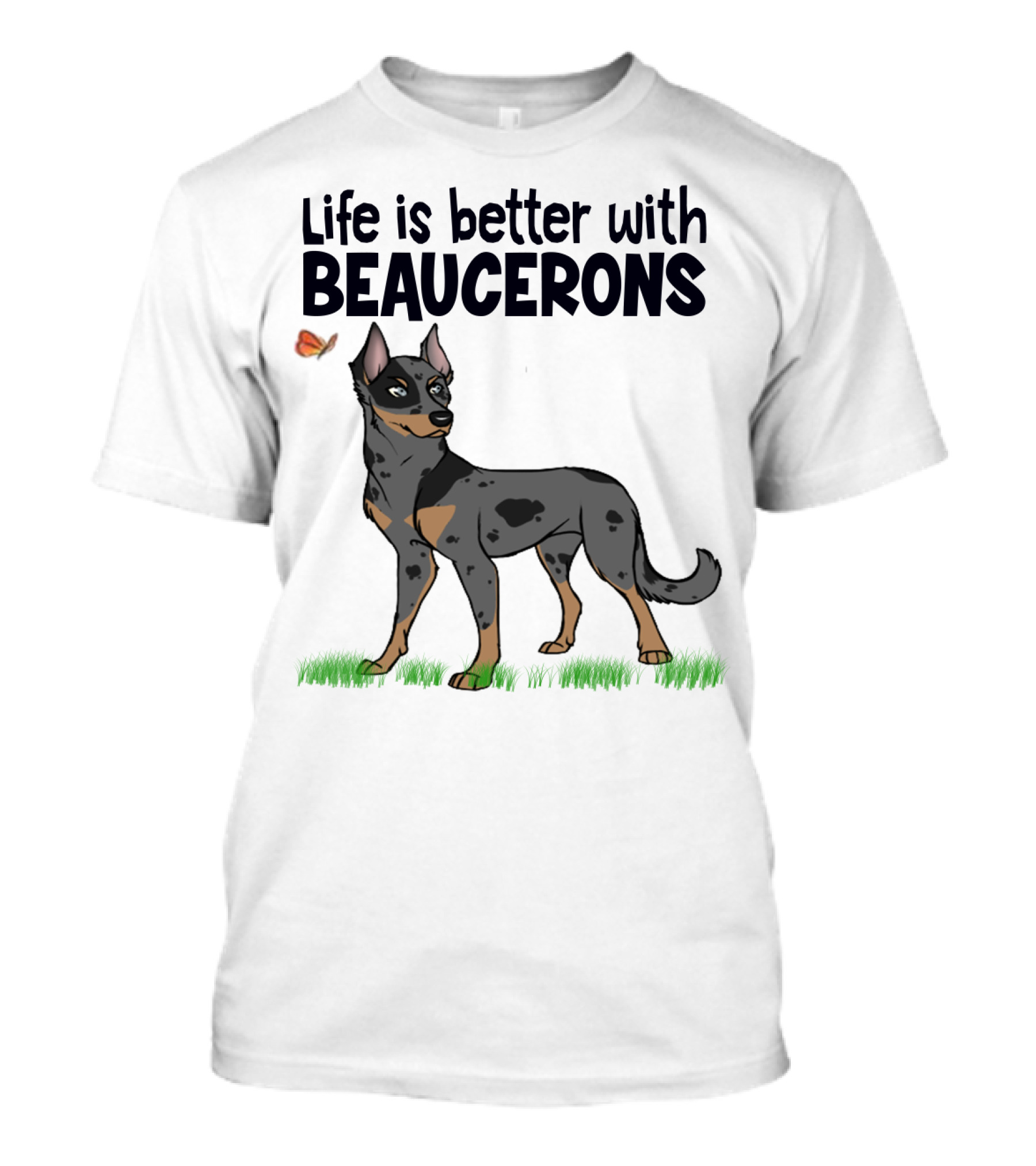 Life Is Better With Beaucerons Butterfly And Dog T-Shirt
