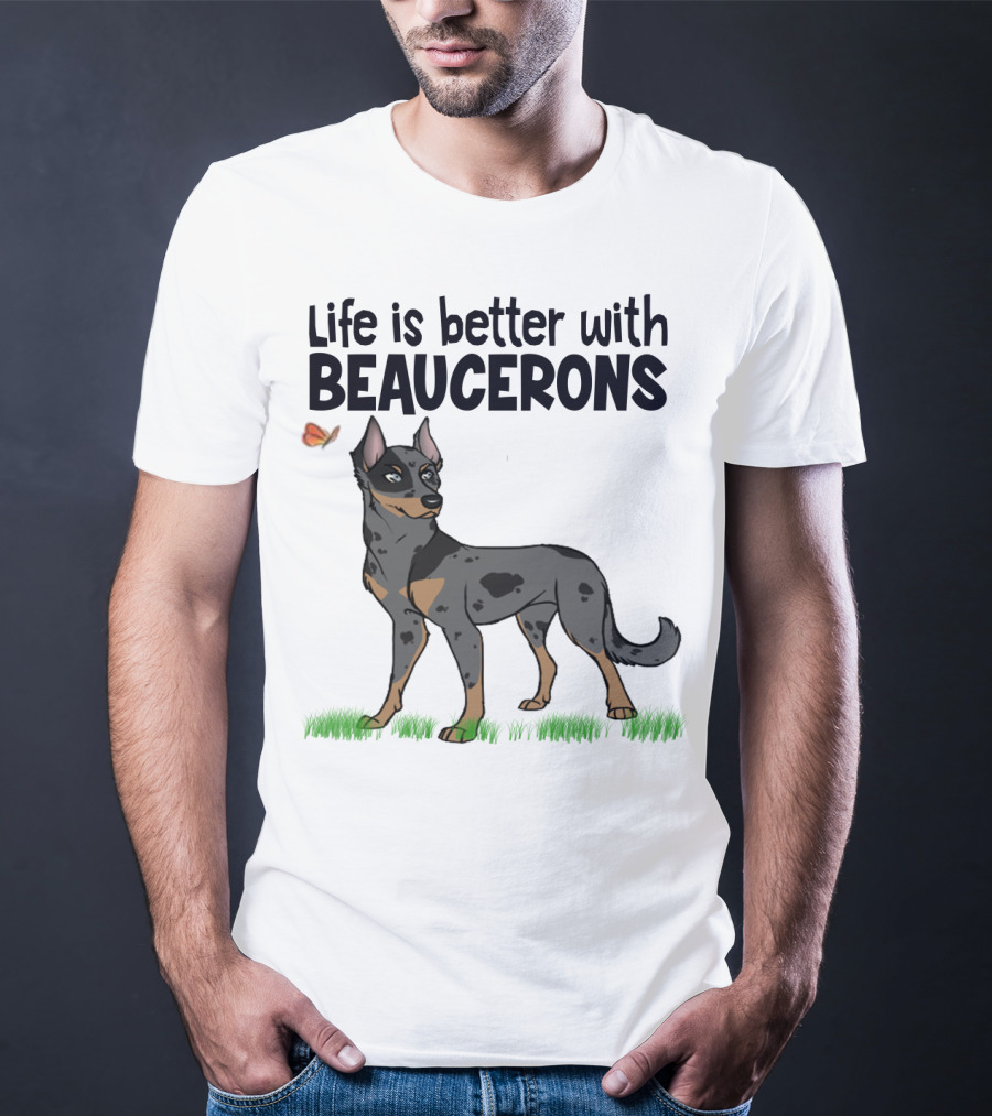 Life Is Better With Beaucerons Butterfly And Dog T-Shirt