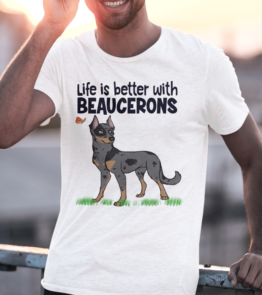 Life Is Better With Beaucerons Butterfly And Dog T-Shirt