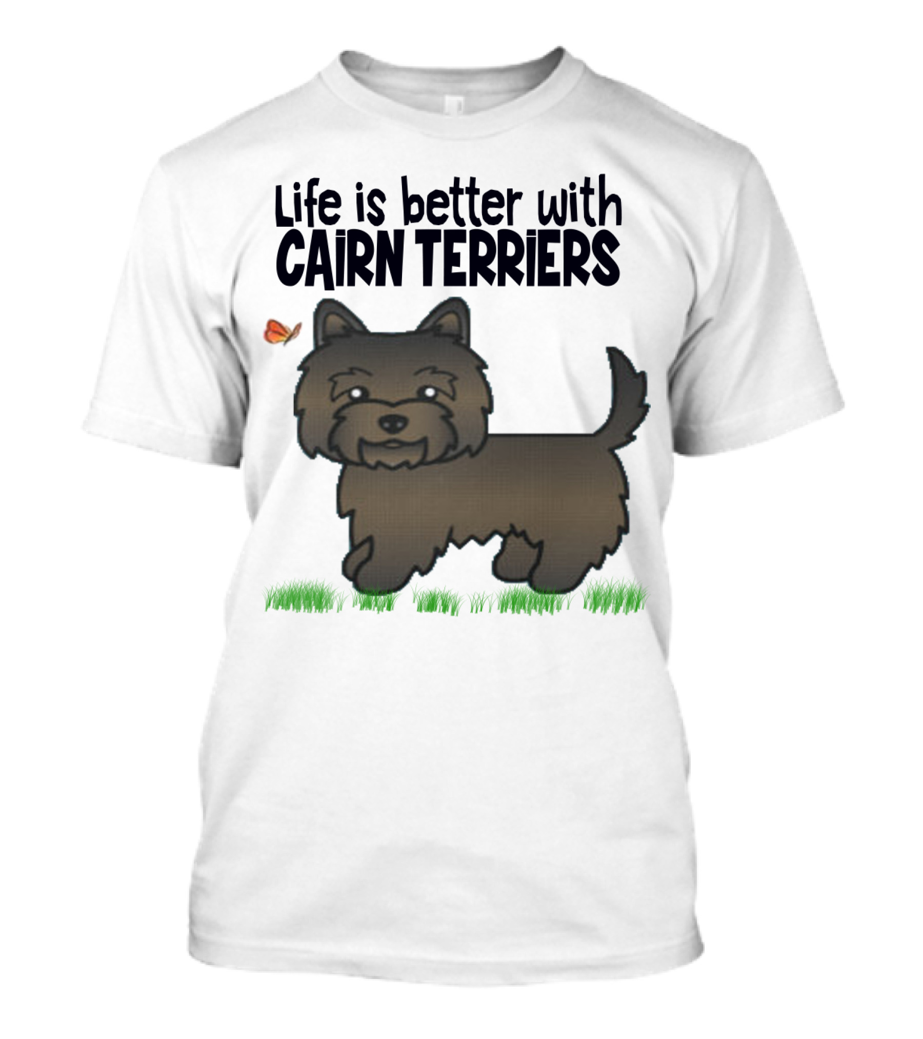Life Is Better With Cairn Terriers Cute Dog And Butterfly T-Shirt