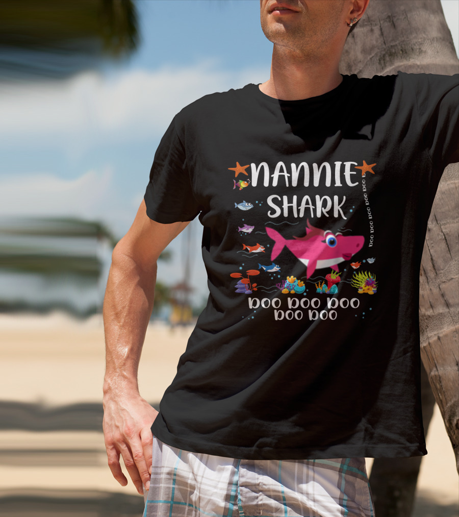 Nannie Shark Doo Doo Doo Doo Nannie Shark Family Matching Ocean T-Shirt