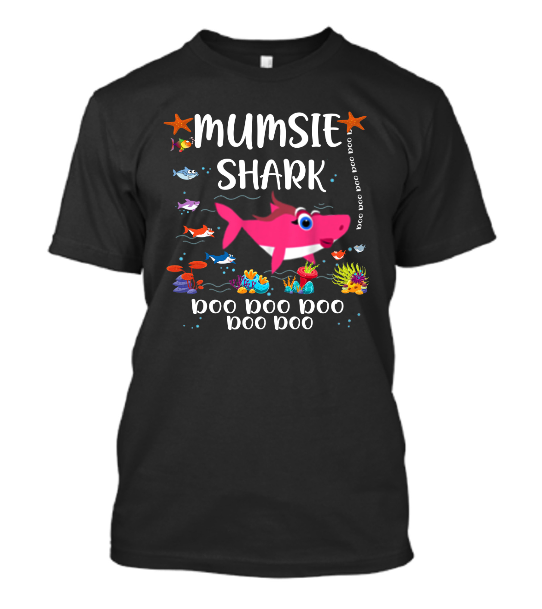 Mumsie Shark Doo Doo Doo Doo Ocean Scene With Fish And Coral T-Shirt