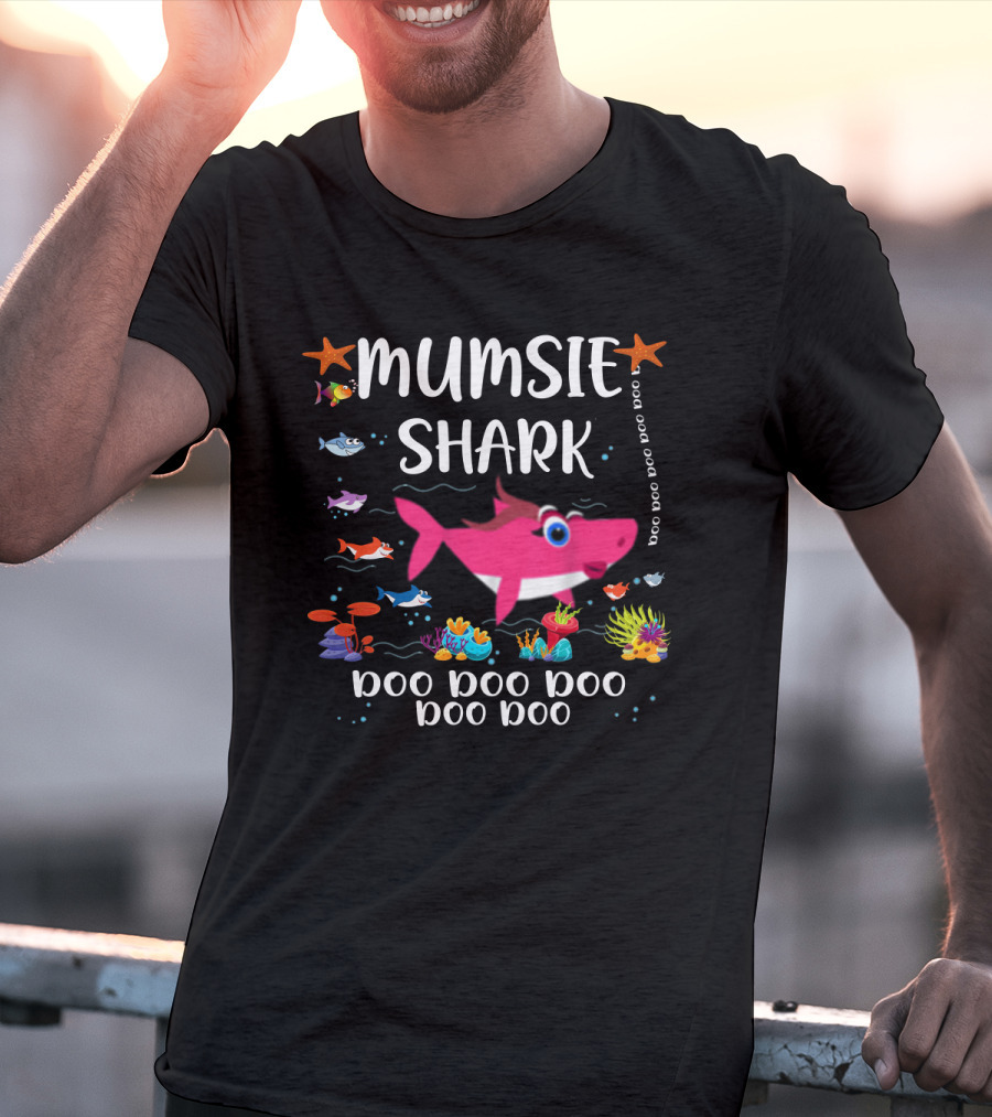Mumsie Shark Doo Doo Doo Doo Ocean Scene With Fish And Coral T-Shirt