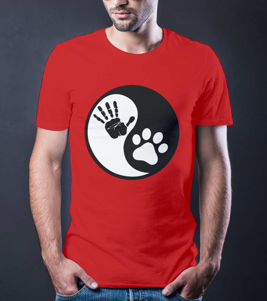 Yin Yang Hand Paw Print Best Dog Harmony T-Shirt