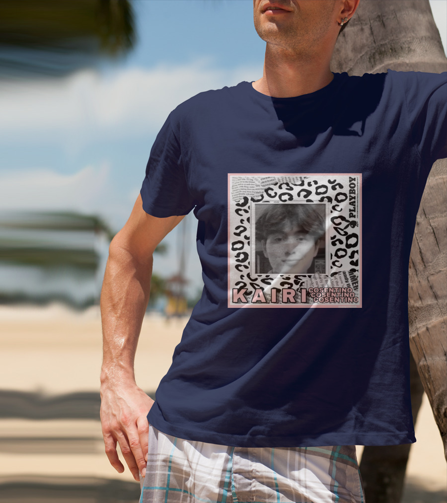 Kairi Cosentino Playboy Leopard Print Black And White Photo Montage T-Shirt