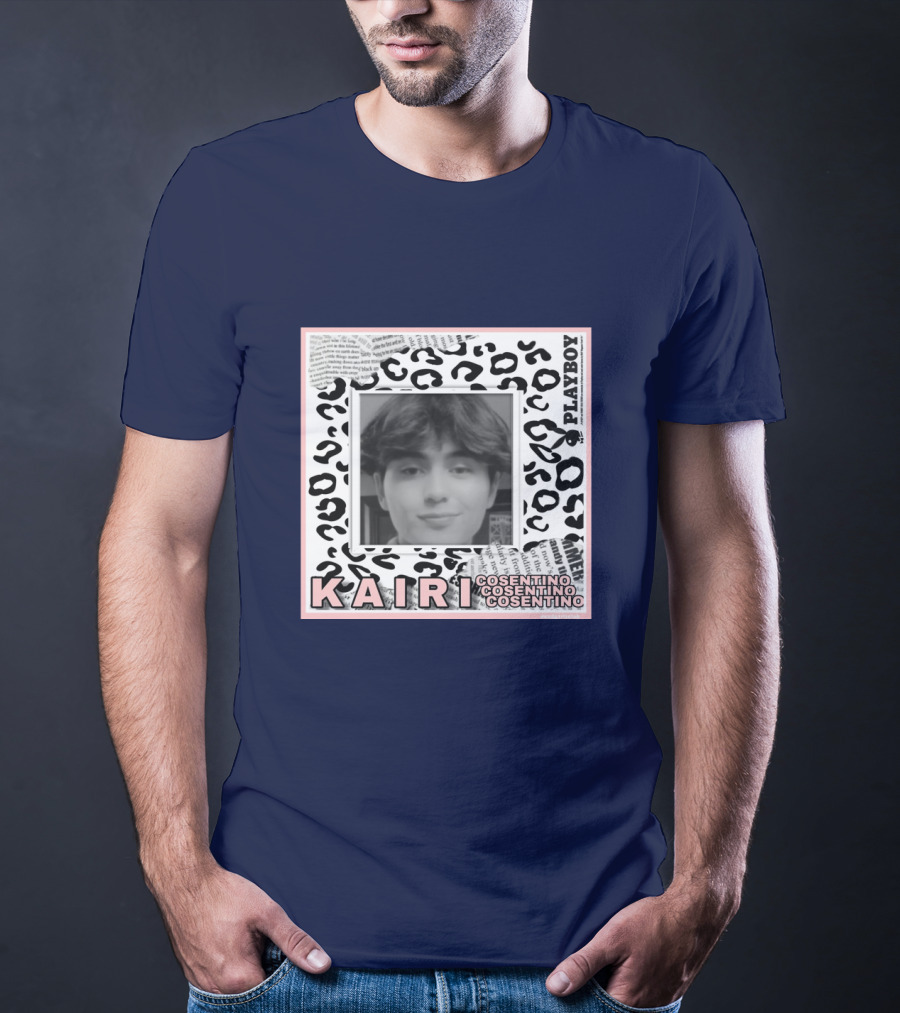 Kairi Cosentino Playboy Leopard Print Black And White Photo Montage T-Shirt