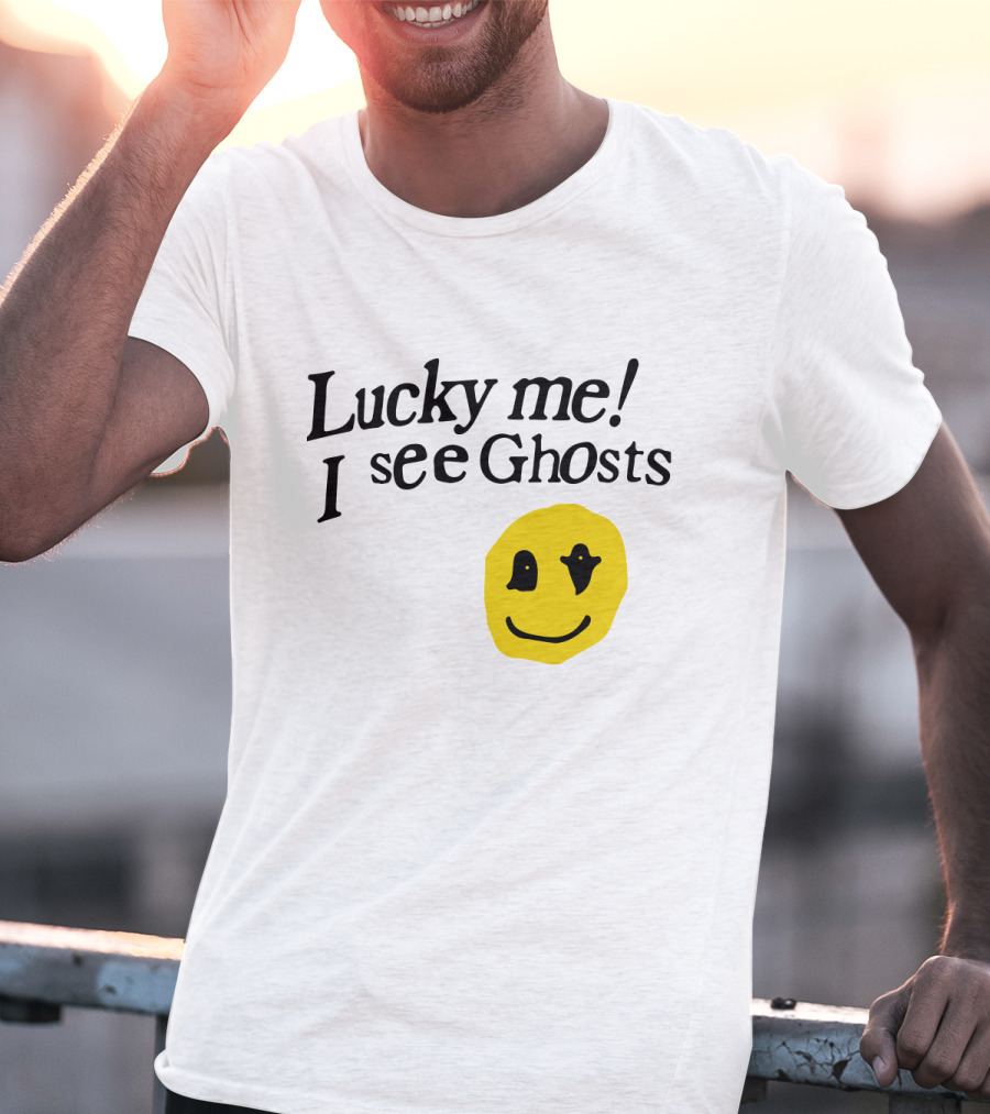 Lucky Me I See Ghosts Kids See Ghosts Merch Yellow Smiley Face T-Shirt