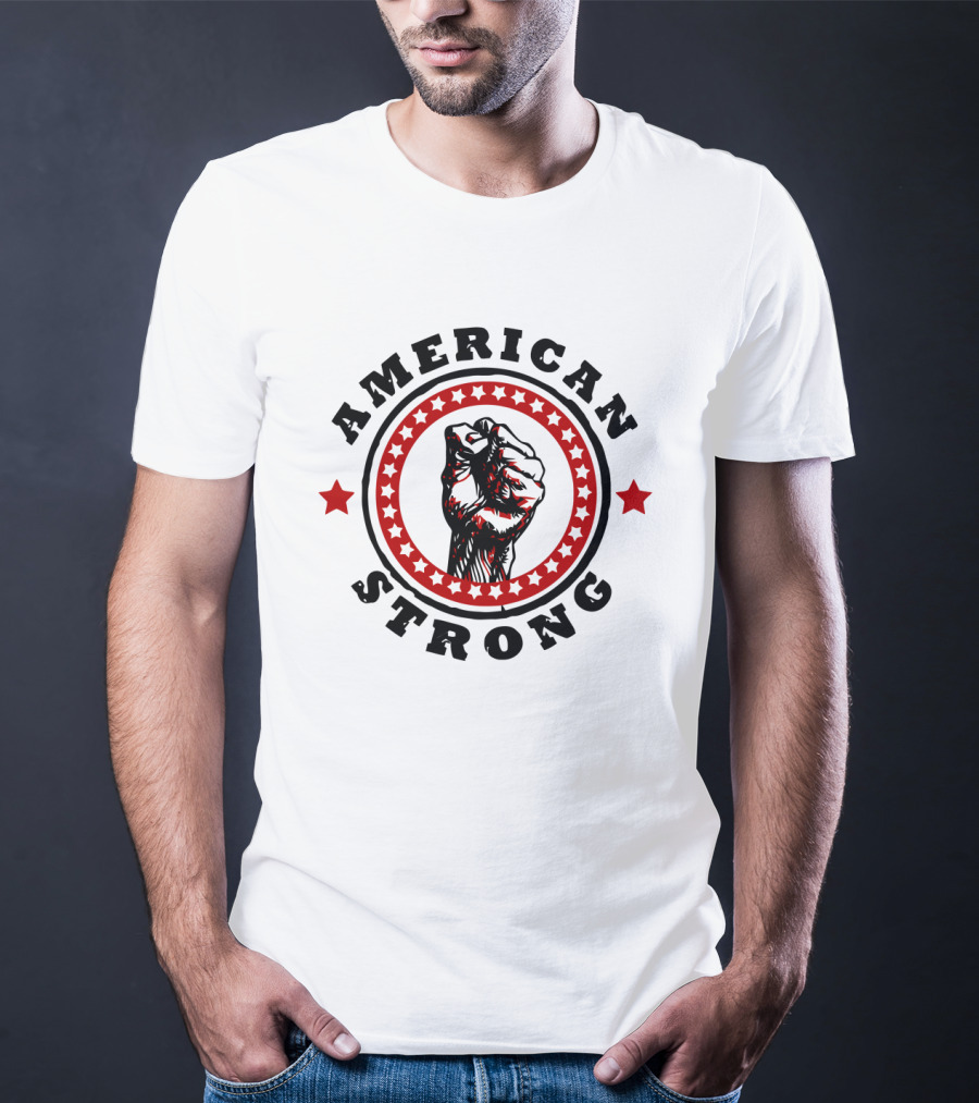 American Strong Fist With Stars And Circle T-Shirt