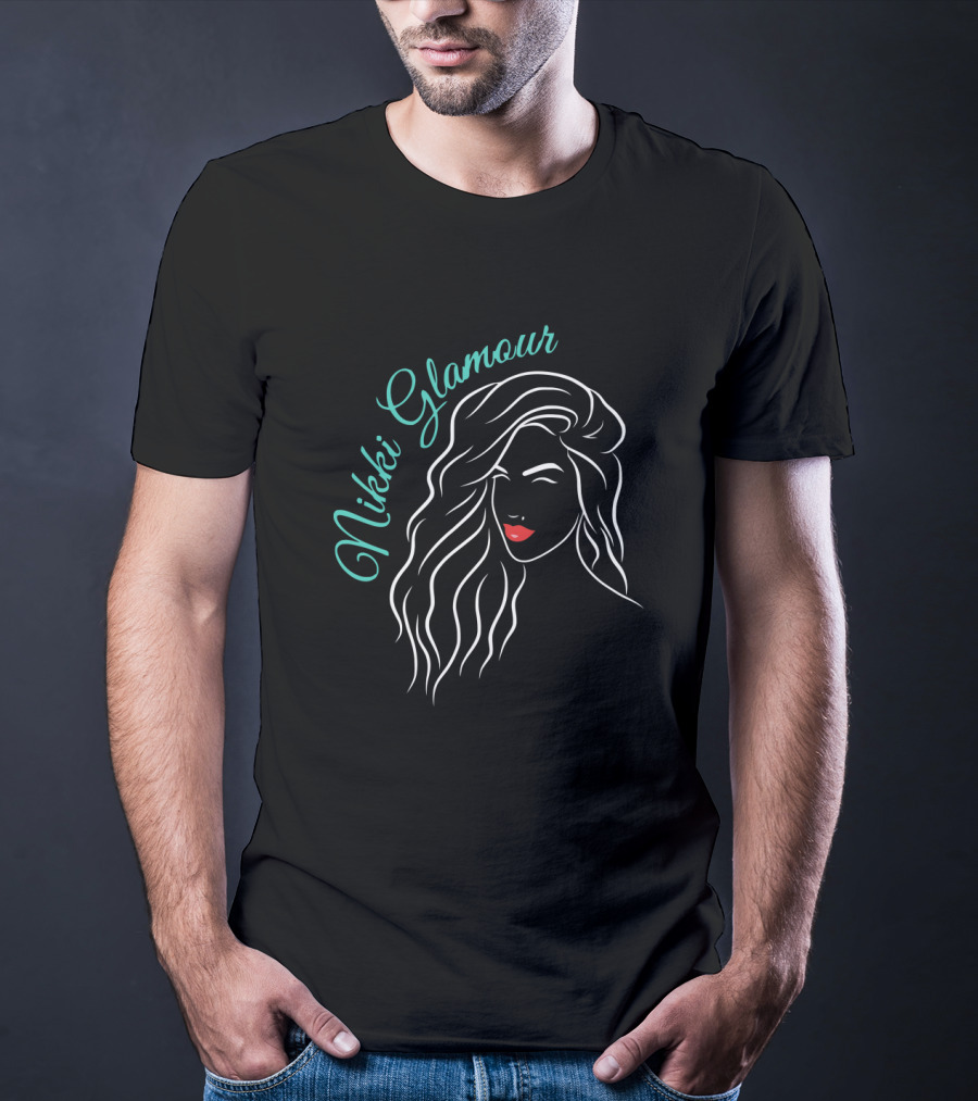 Nikki Glamour Stylish Icon With Elegant Hair And Red Lips T-Shirt