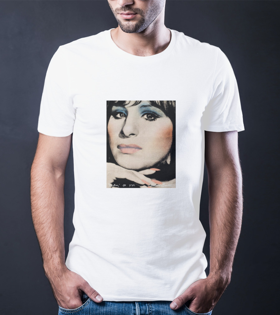 Barbra Streisand Portrait With Signature And Blue Eye Shadow T-Shirt