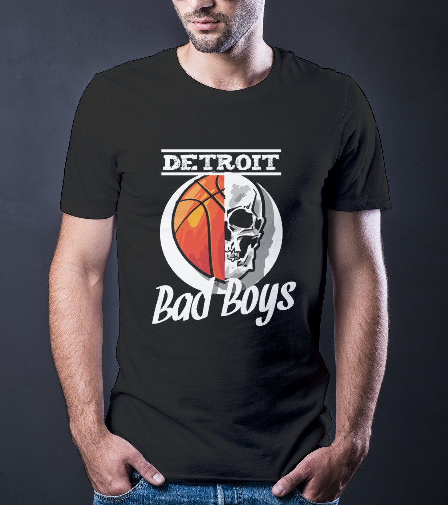 Detroit Bad Boys Basketball Skull T-Shirt