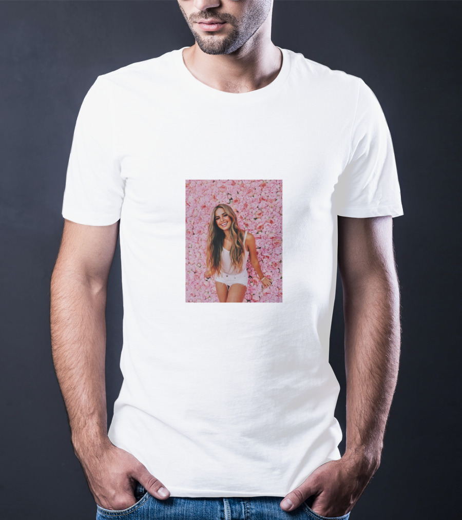 Addison Rae Merch Pink Floral Background Pouty Face T-Shirt