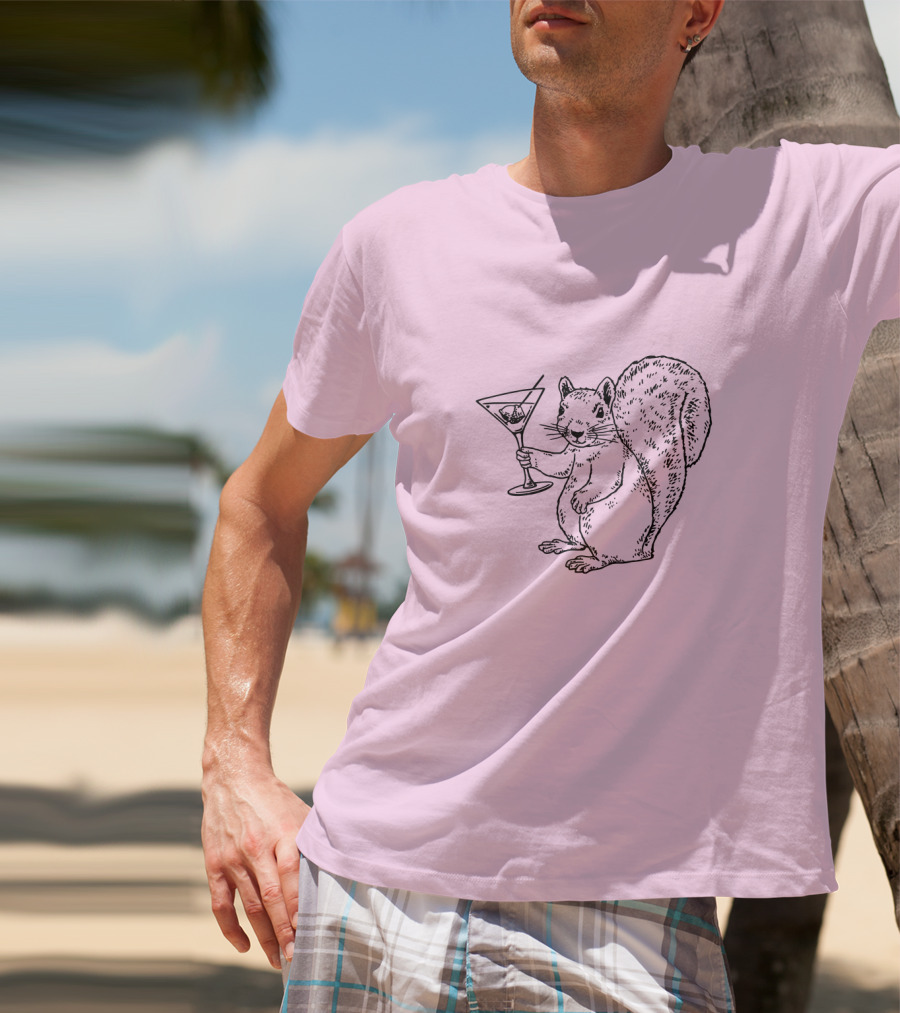 Planet Money Squirrel Holding Martini T-Shirt