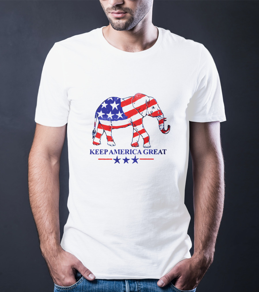 Keep America Great Patriotic Elephant Memorial Day Stars Stripes T-Shirt