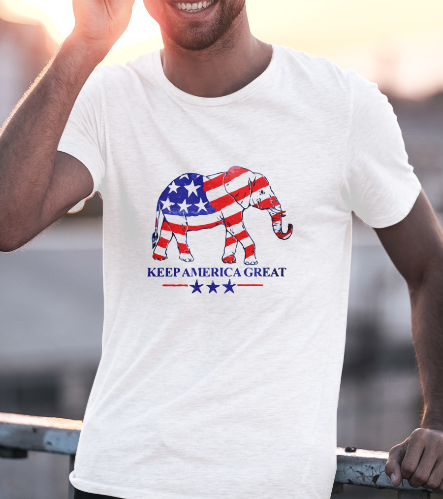 Keep America Great Patriotic Elephant Memorial Day Stars Stripes T-Shirt
