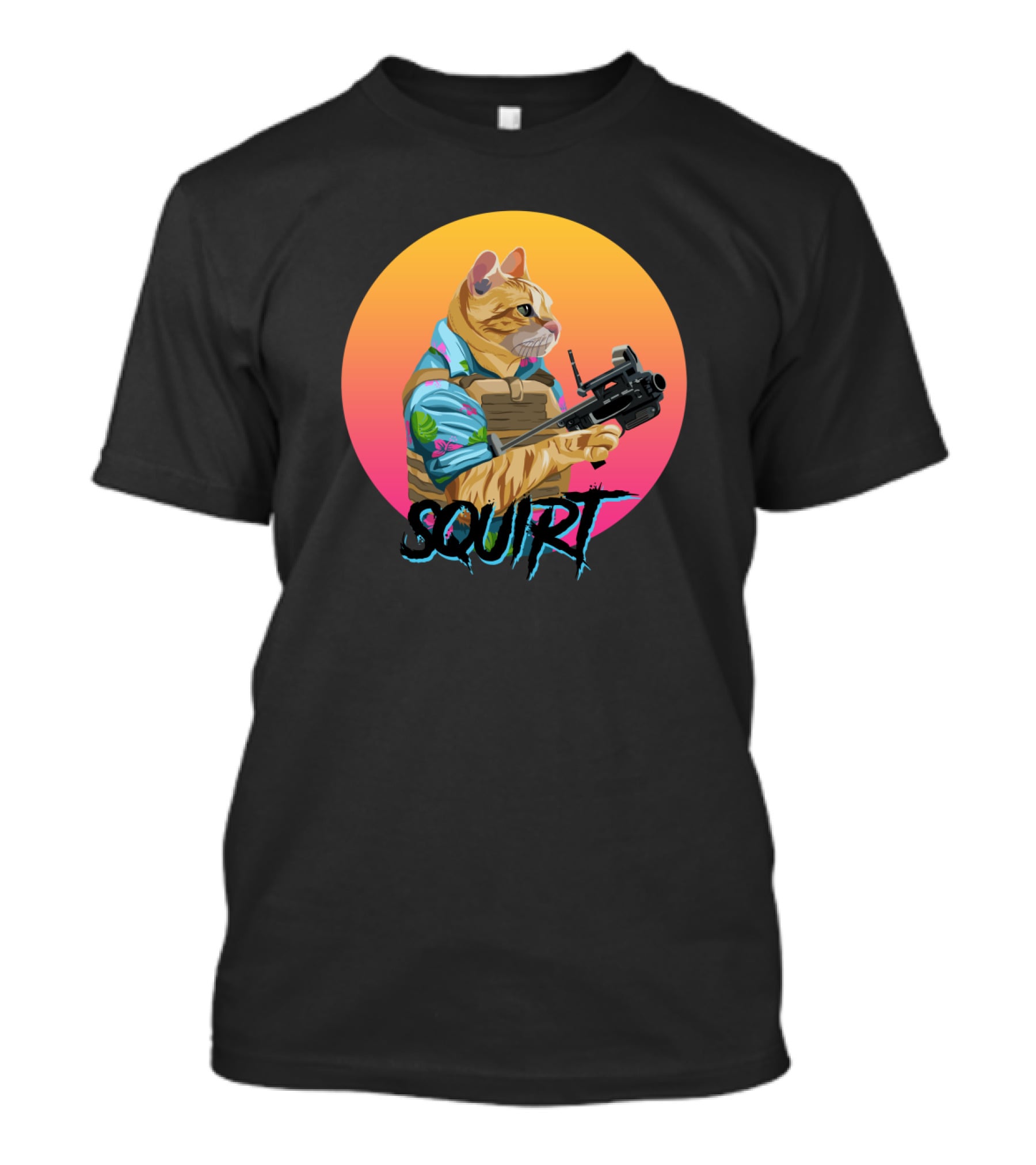 Squirt Cat Rainbow Sunset Tactical Operator T-Shirt