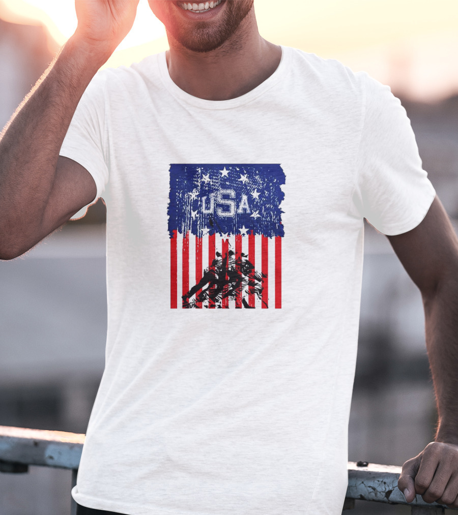 USA Stars And Stripes Iwo Jima Flag T-Shirt