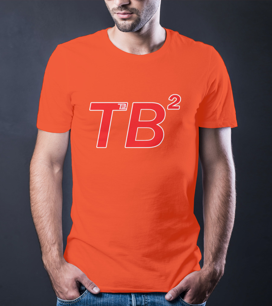 TB² TB12 Red And White Icon On Orange Background T-Shirt