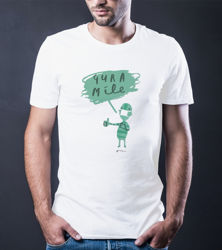 Gura Míle Green Cartoon Figure Thumbs Up T-Shirt