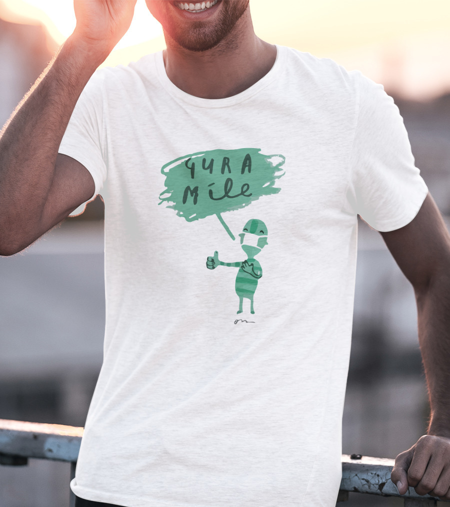 Gura Míle Green Cartoon Figure Thumbs Up T-Shirt