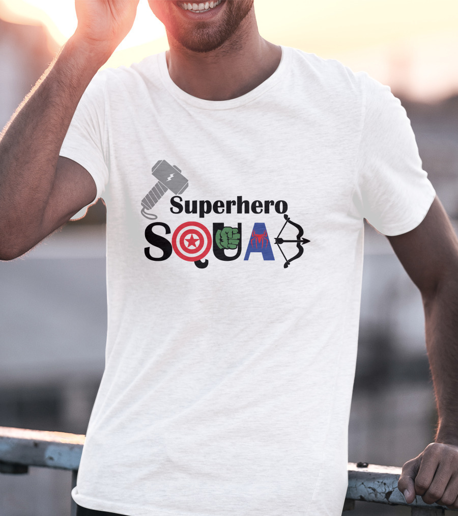 Superhero Squad Marvel Inspired Characters Avengers Symbols T-Shirt