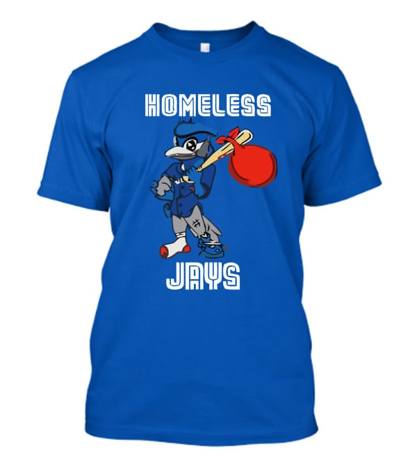 HOMELESS JAYS BLUE CHARACTER HOLDING BAG T-Shirt