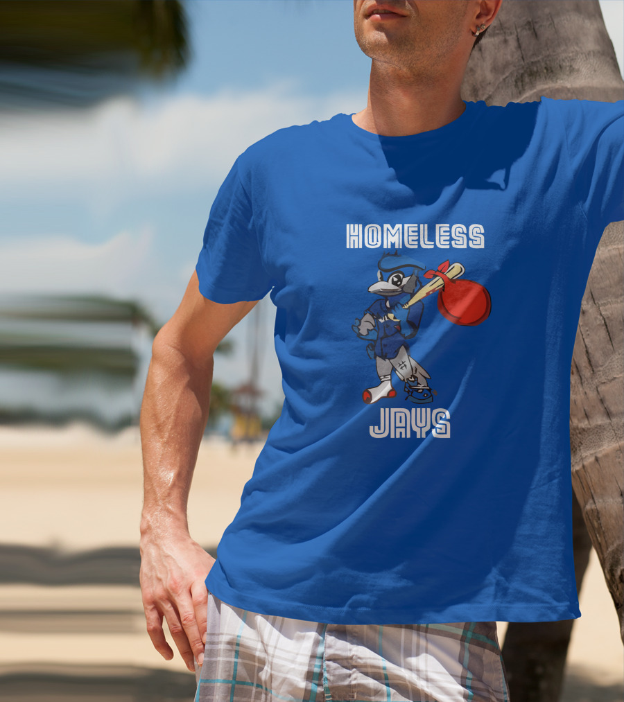 HOMELESS JAYS BLUE CHARACTER HOLDING BAG T-Shirt