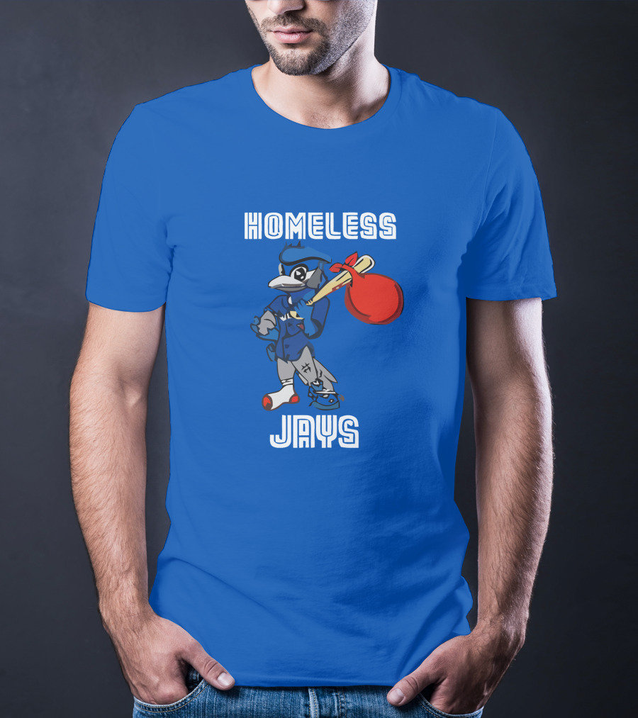 HOMELESS JAYS BLUE CHARACTER HOLDING BAG T-Shirt