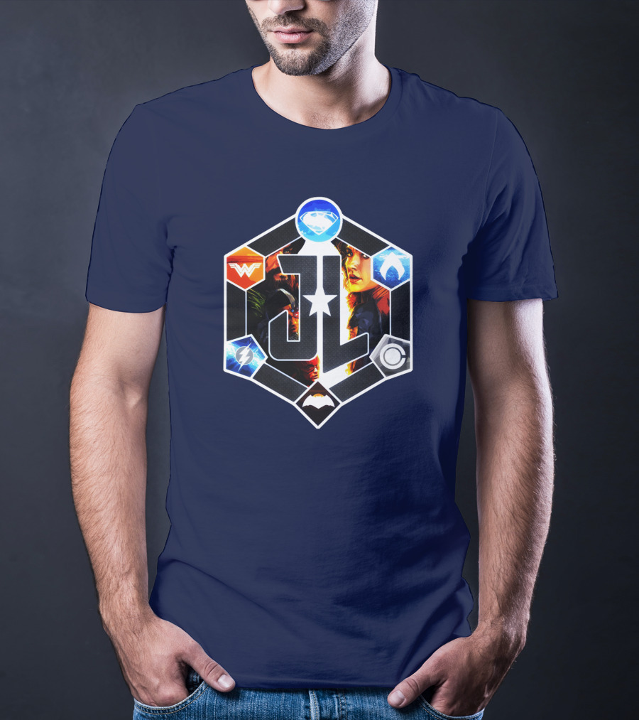 Zack Snyder Justice League JL Logo Wonder Woman Flash Cyborg Superman Batman Aquaman Icons T-Shirt