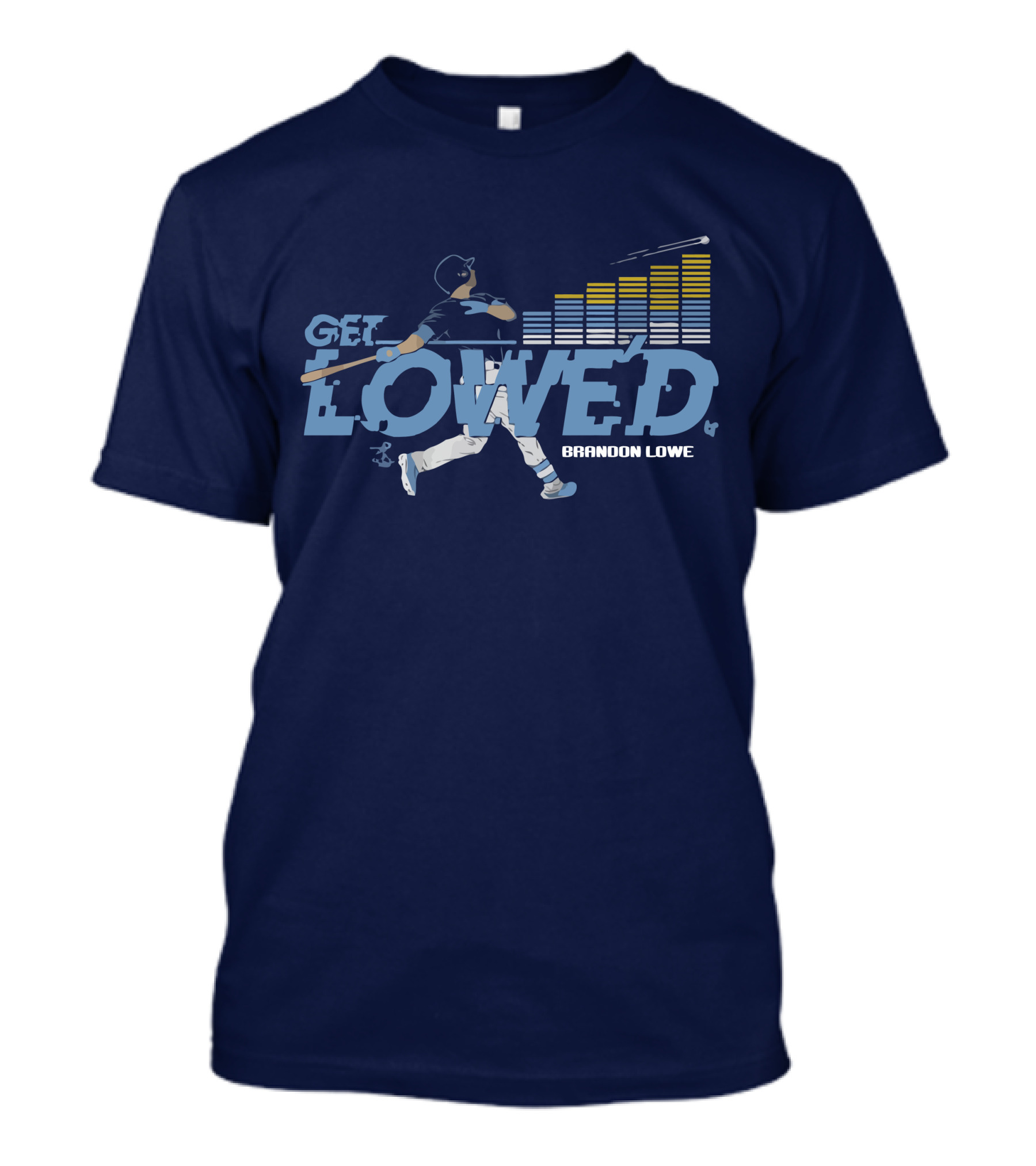 Brandon Lowe Get Lowed Baseball Swing With Rising Bar Graph T-Shirt