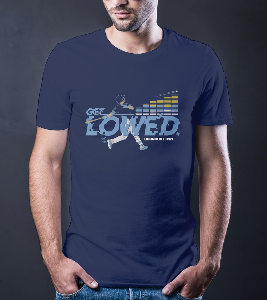 Brandon Lowe Get Lowed Baseball Swing With Rising Bar Graph T-Shirt