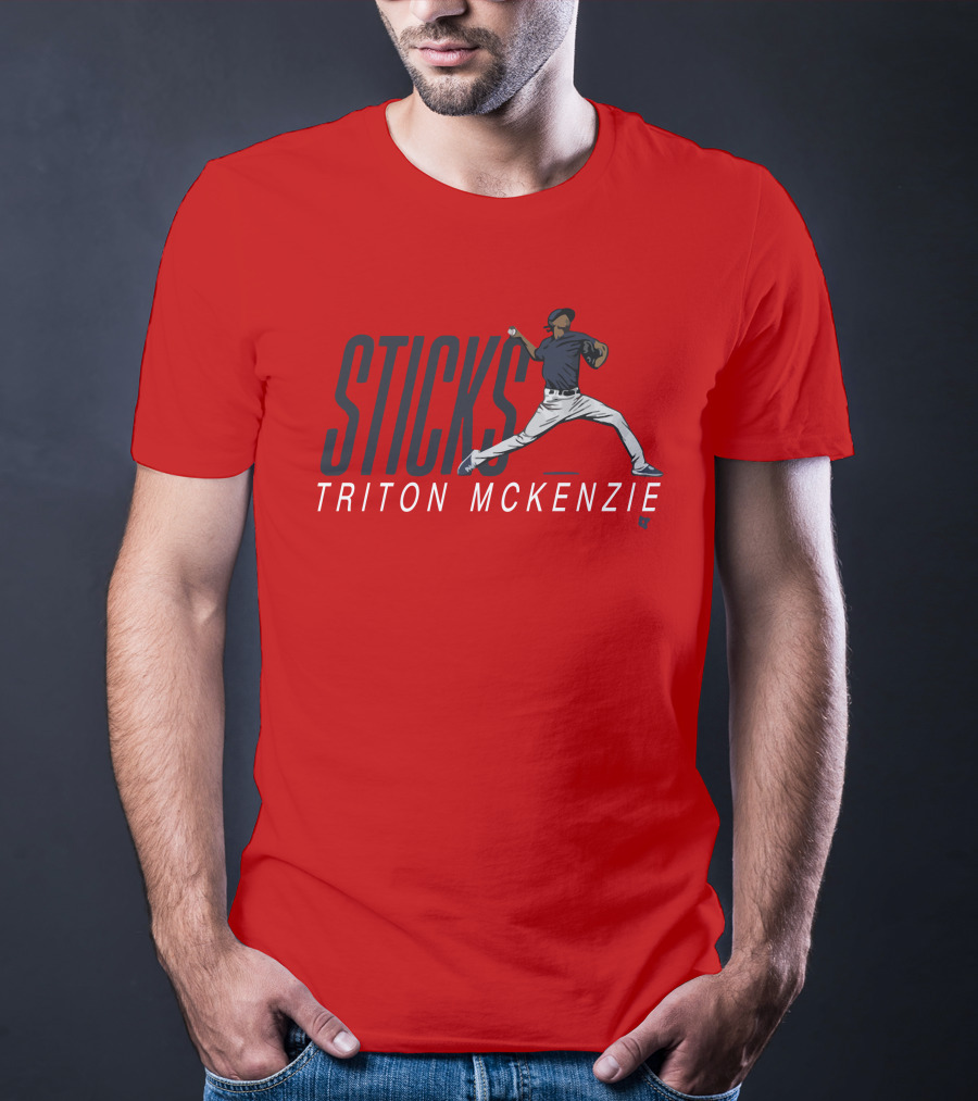 Triston McKenzie Sticks Pitching Motion Red T-Shirt