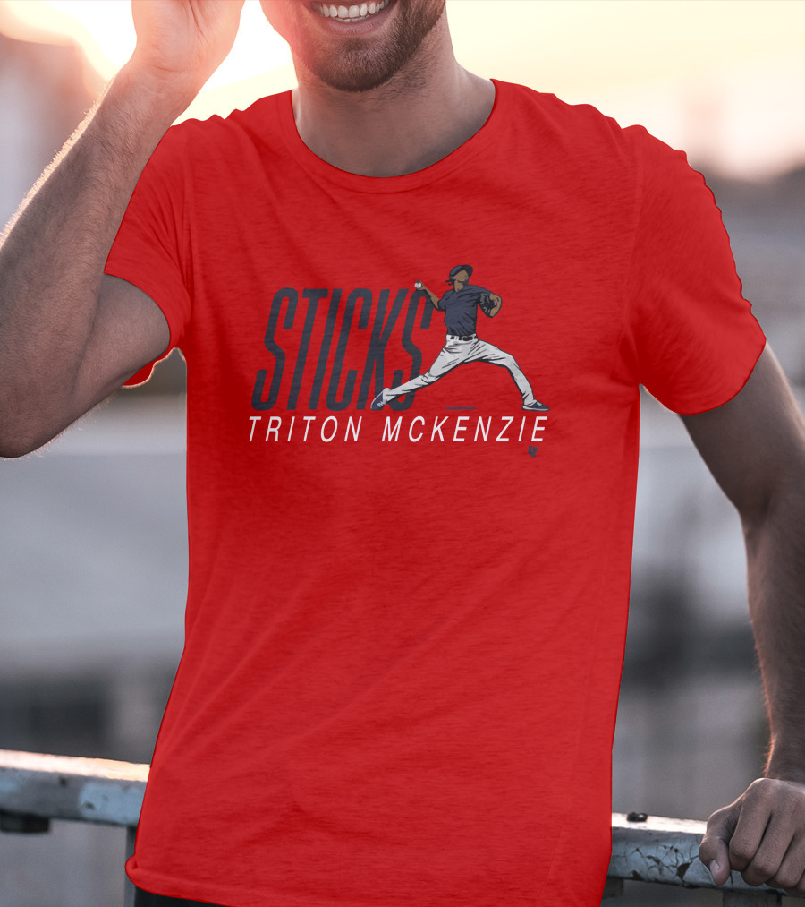 Triston McKenzie Sticks Pitching Motion Red T-Shirt