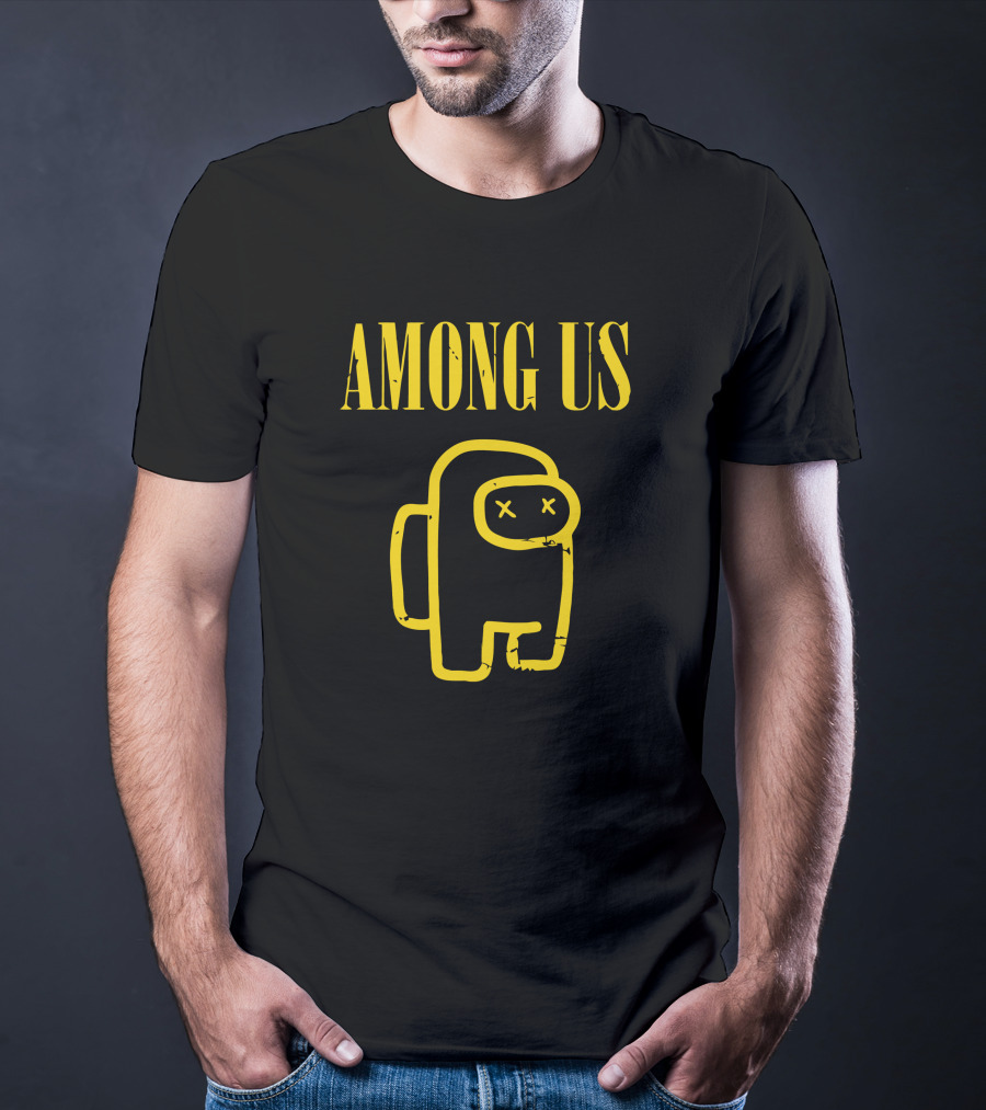 AMONG US Yellow Character Outline With X Eyes T-Shirt