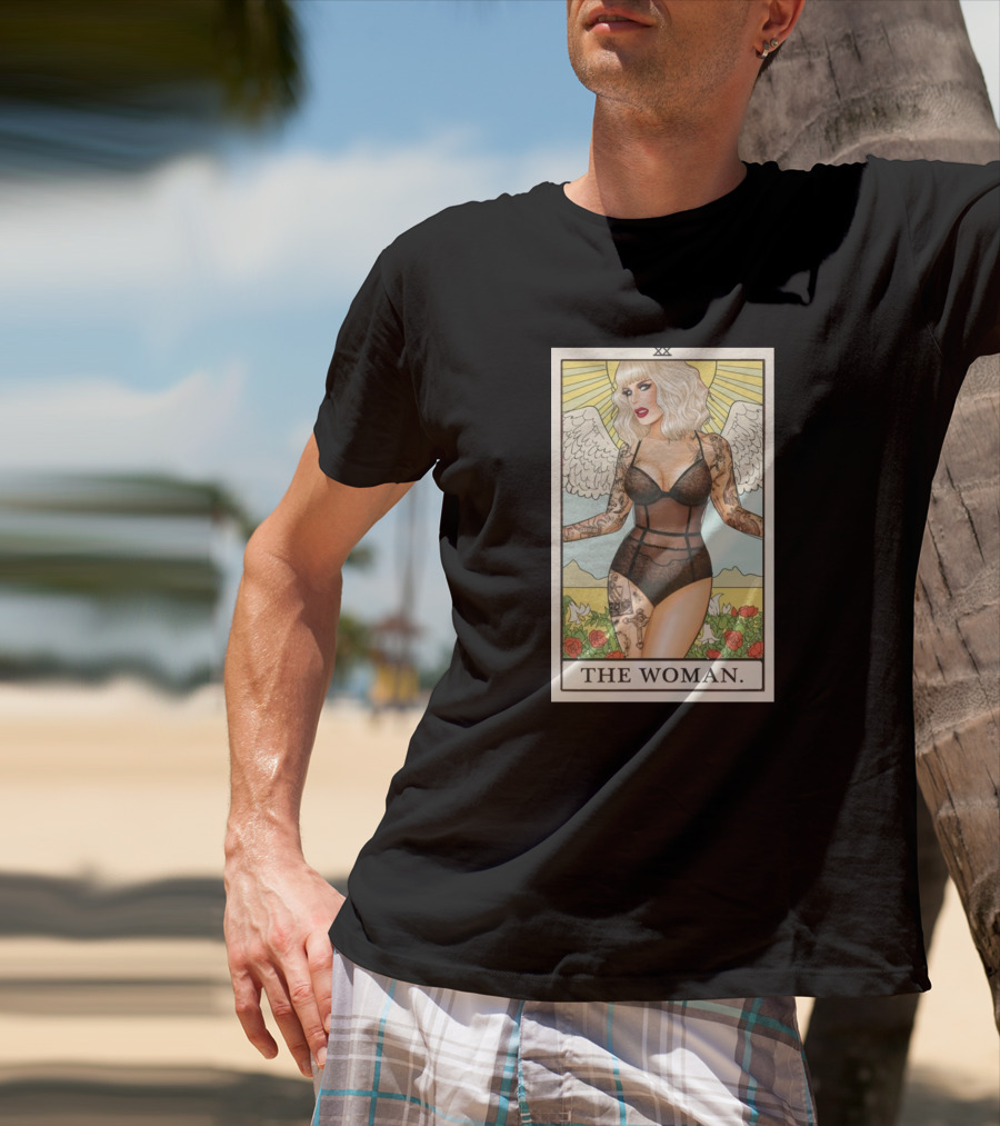 The Woman Tarot Card Katya Tattoo Angel Rose Sunburst T-Shirt