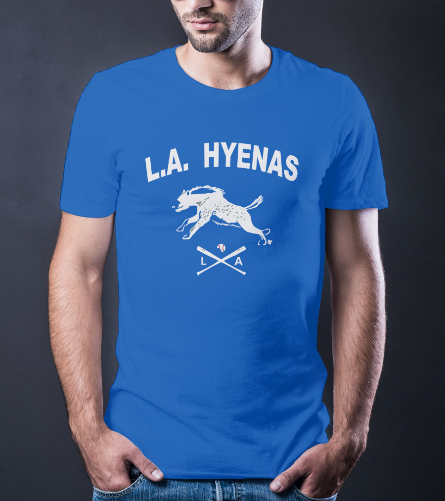 L.A. Hyenas Los Angeles Baseball Hyena With Crossed Bats T-Shirt
