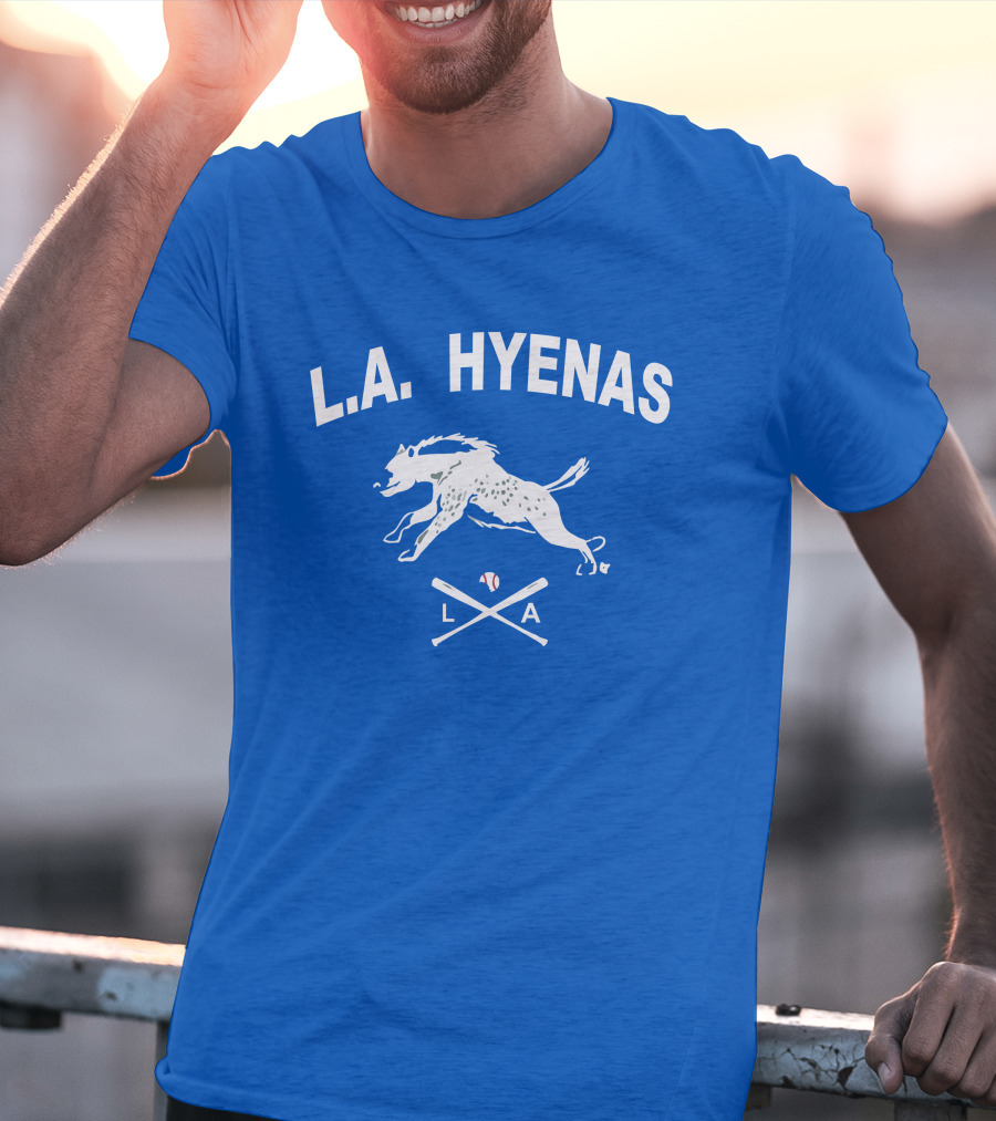 L.A. Hyenas Los Angeles Baseball Hyena With Crossed Bats T-Shirt