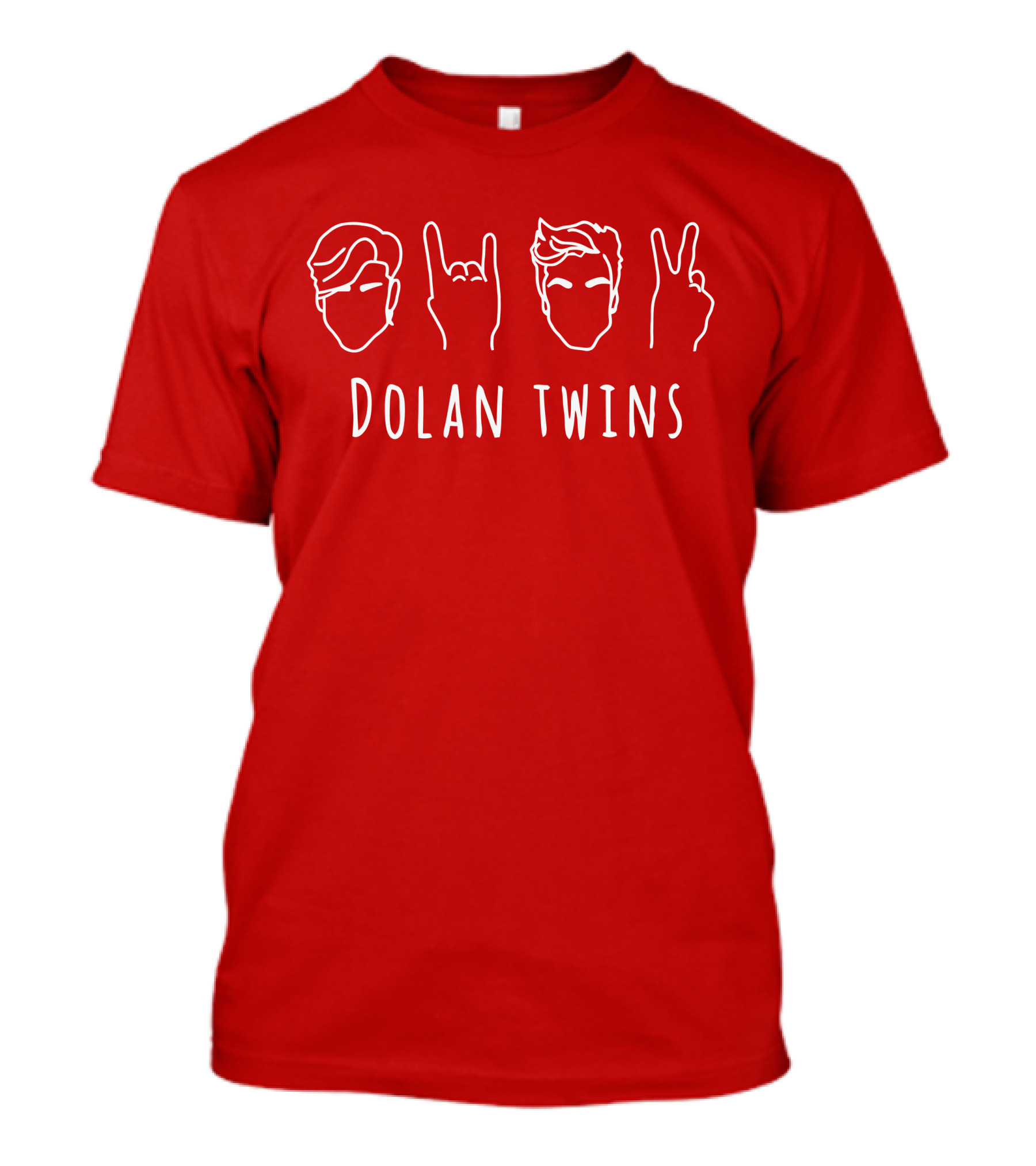 Dolan Twins Hand Gestures Face Outline Red T-Shirt