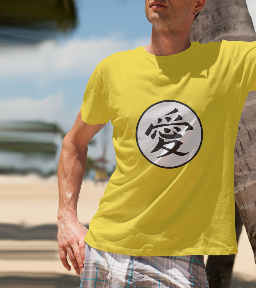 CalebCity Merch Love Kanji Symbol Yellow Circle T-Shirt