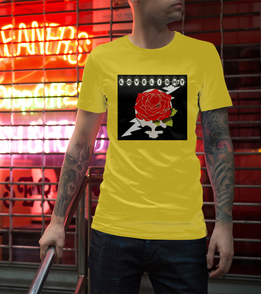 Lovelight Rose Skull With Lightning Bolt T-Shirt