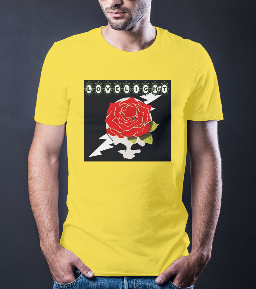 Lovelight Rose Skull With Lightning Bolt T-Shirt