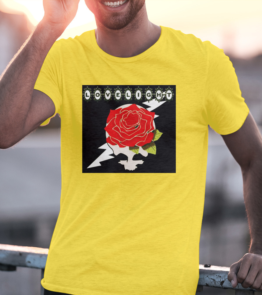 Lovelight Rose Skull With Lightning Bolt T-Shirt