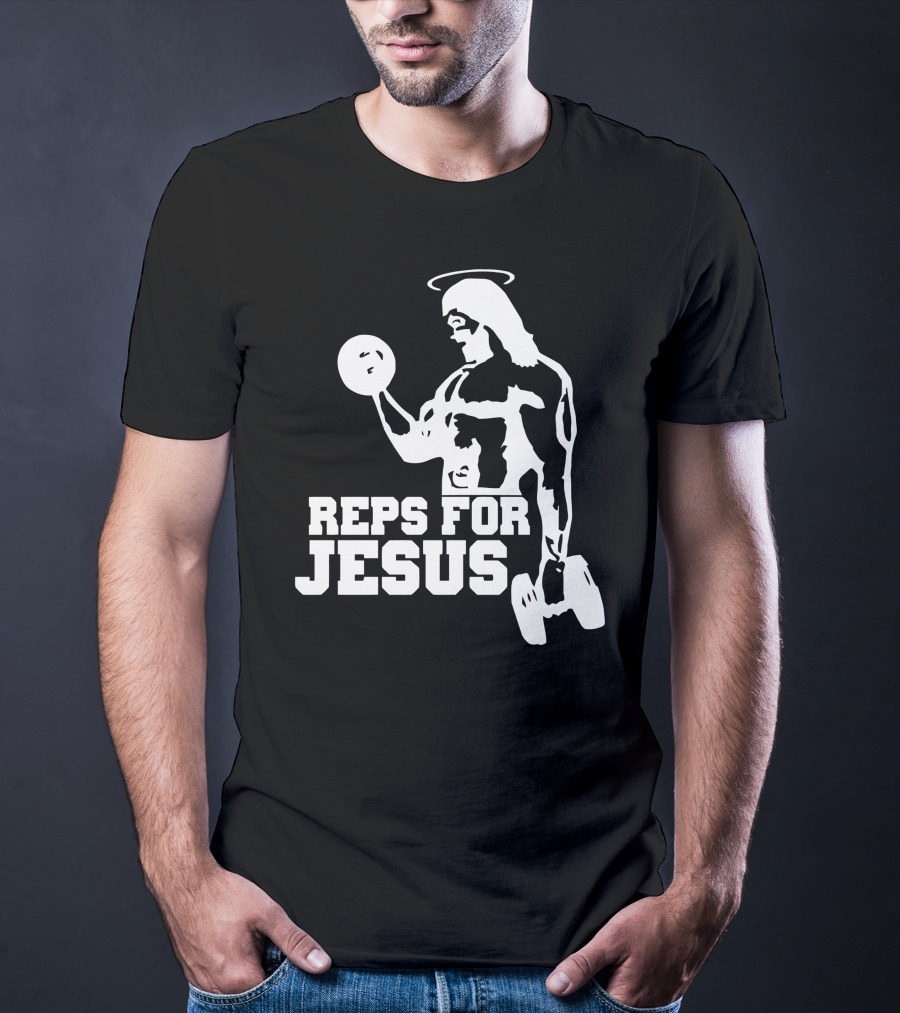 Reps For Jesus Weightlifting Motivational Fitness T-Shirt